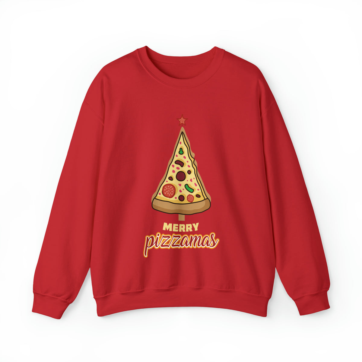 Merry Pizza Christmas Funny Shirt | Pizza Lover Gift | Unisex Heavy Blend Crewneck Sweatshirt