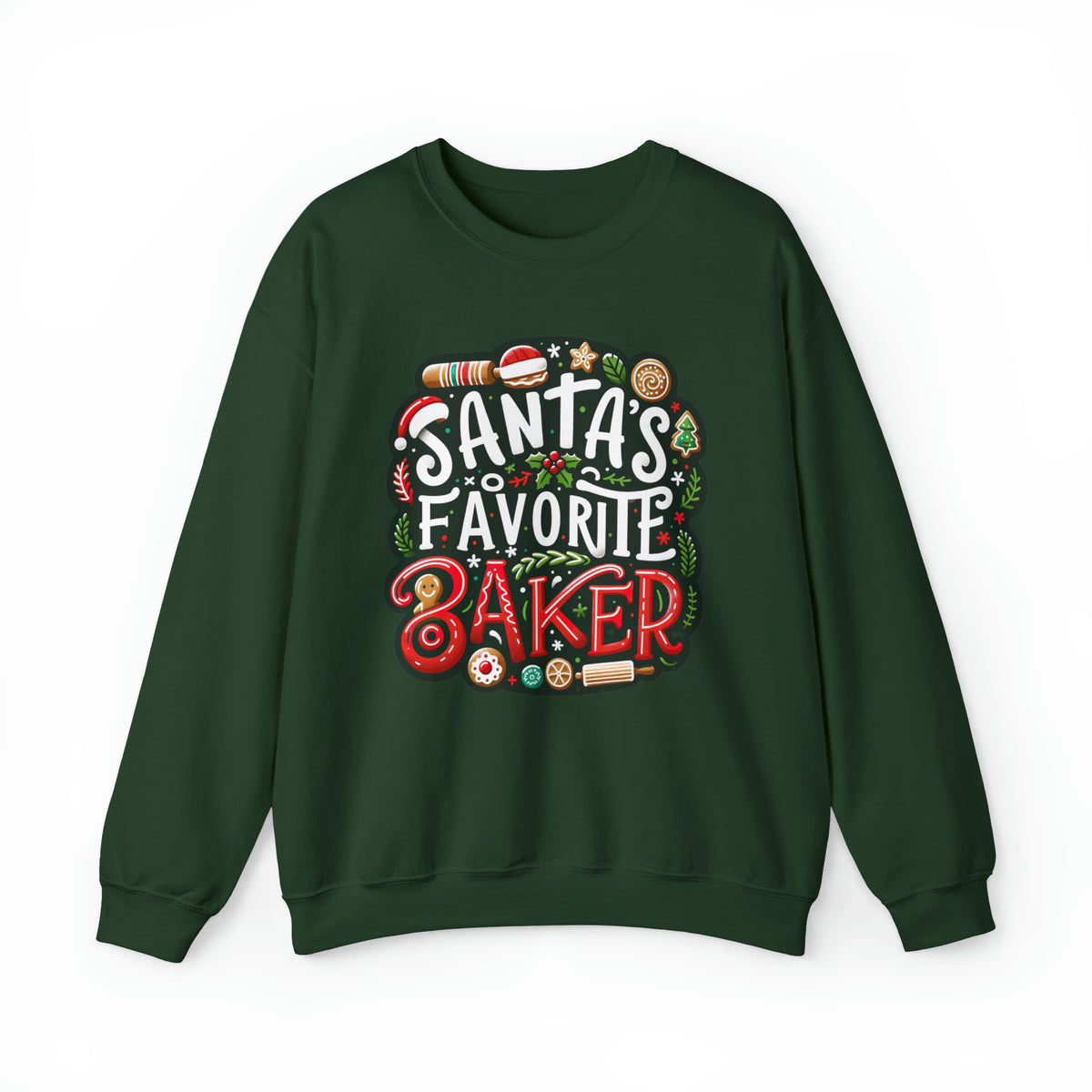 Santa's Favorite Baker Christmas Baking Shirt | Cute Baker Gift | | Unisex  Crewneck Sweatshirt