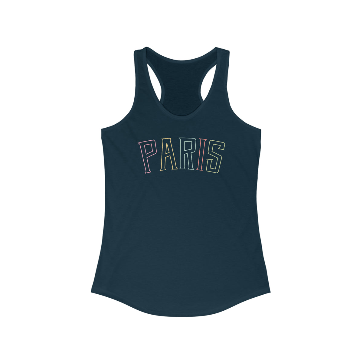 Paris College Style Tank Top | Paris Shirt | Paris Gifts | French Travel Shirt | Paris Vacation Shirt | Women's Slim Fit Racerback Tank Top