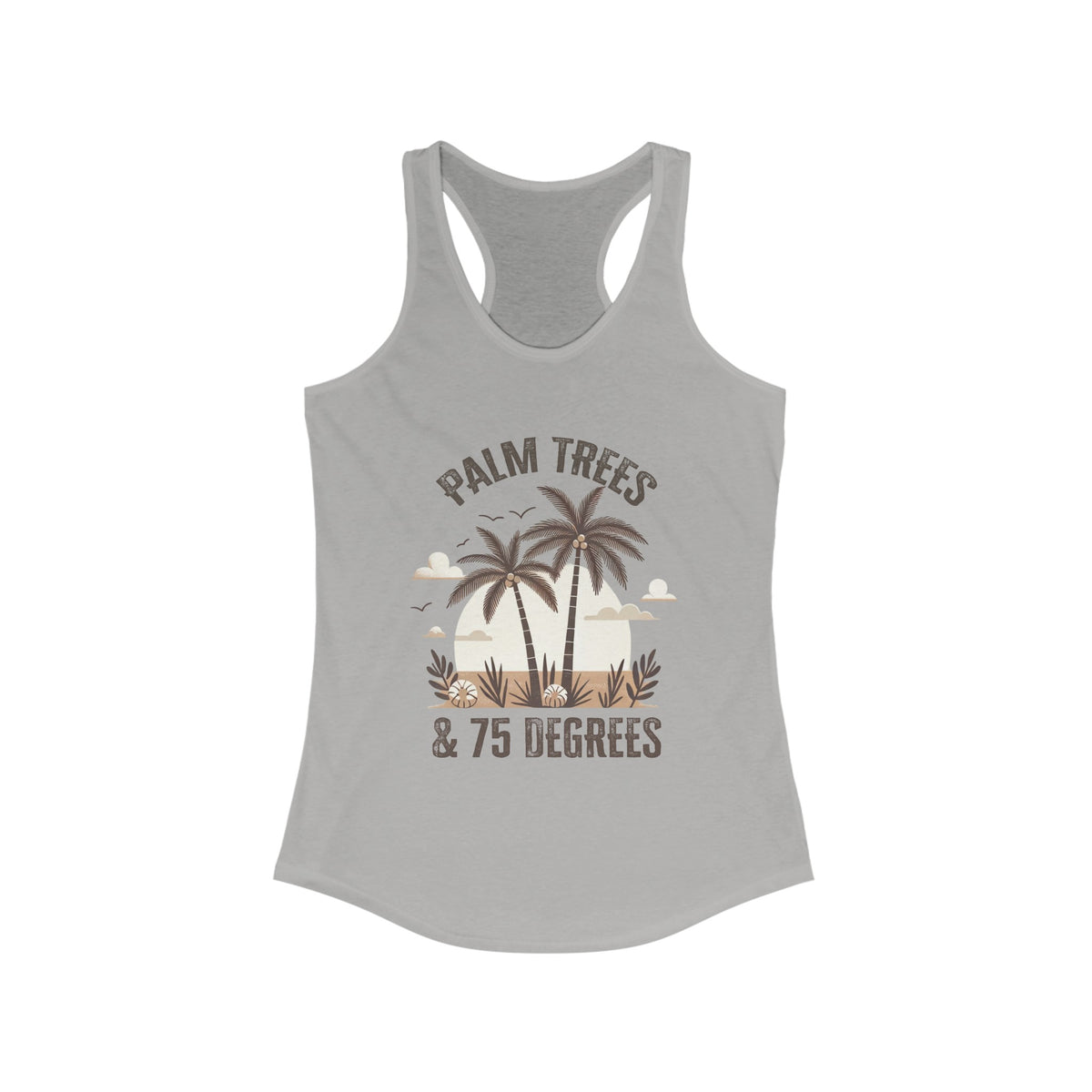 Palm Trees 75 Degrees California Beach Shirt | Beach Bum Shirt | Beach Lover Gift | Women's Slim Fit Racerback Tank Top