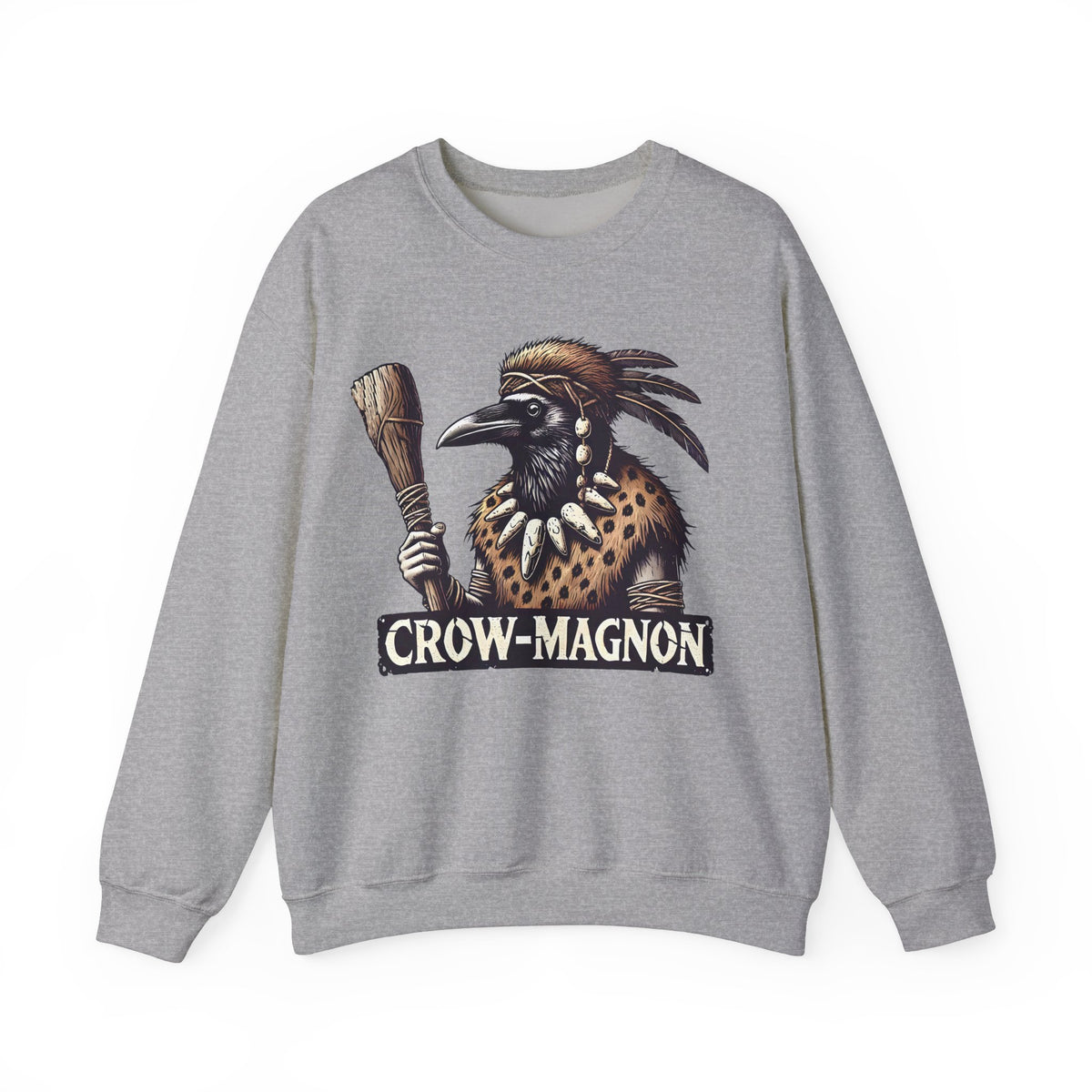 Crow-magnon Funny  Caveman Crow Meme Shirt | Funny Corvid Bird Shirt | Crow Art Bird Lover Gift |  | Unisex Crewneck Sweatshirt