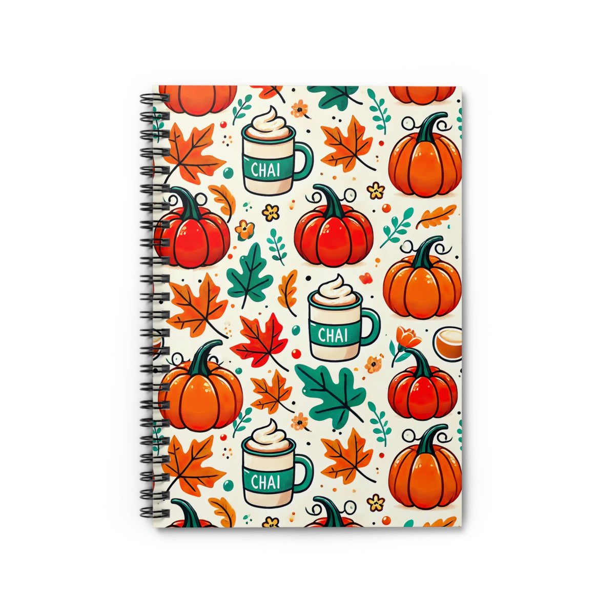 Pumpkin Fall Chai Tea Notebook Journal | Fall Gift For Her | Spiral Notebook - Ruled Line