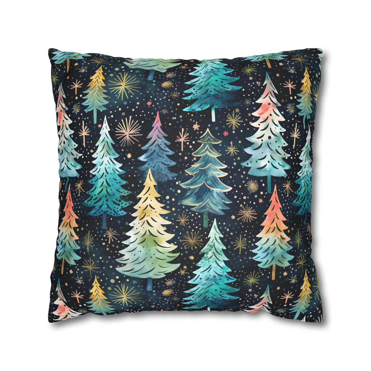 Teal Christmas Tree Throw Pillow Case | Christmas Pillow Home Decor | Faux Suede Decorative Throw Pillow Case