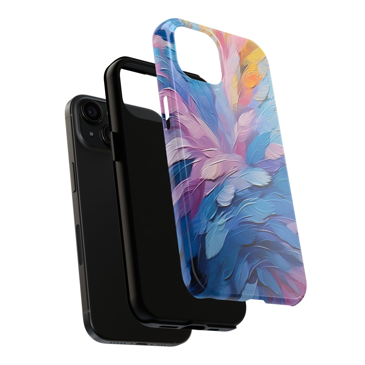 Pastel Feathers Abstract iPhone 15 Case | iPhone 11 12 13 14 15 | Paint Brushstrokes Effect | Tough Phone Case