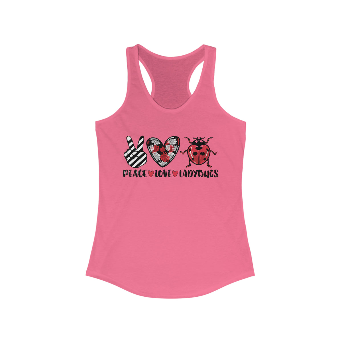 Peace Love Ladybugs Good Luck Tank Top | Ladybugs Shirt | Lady Bug Gift For Her | Women's Ideal Racerback Tank