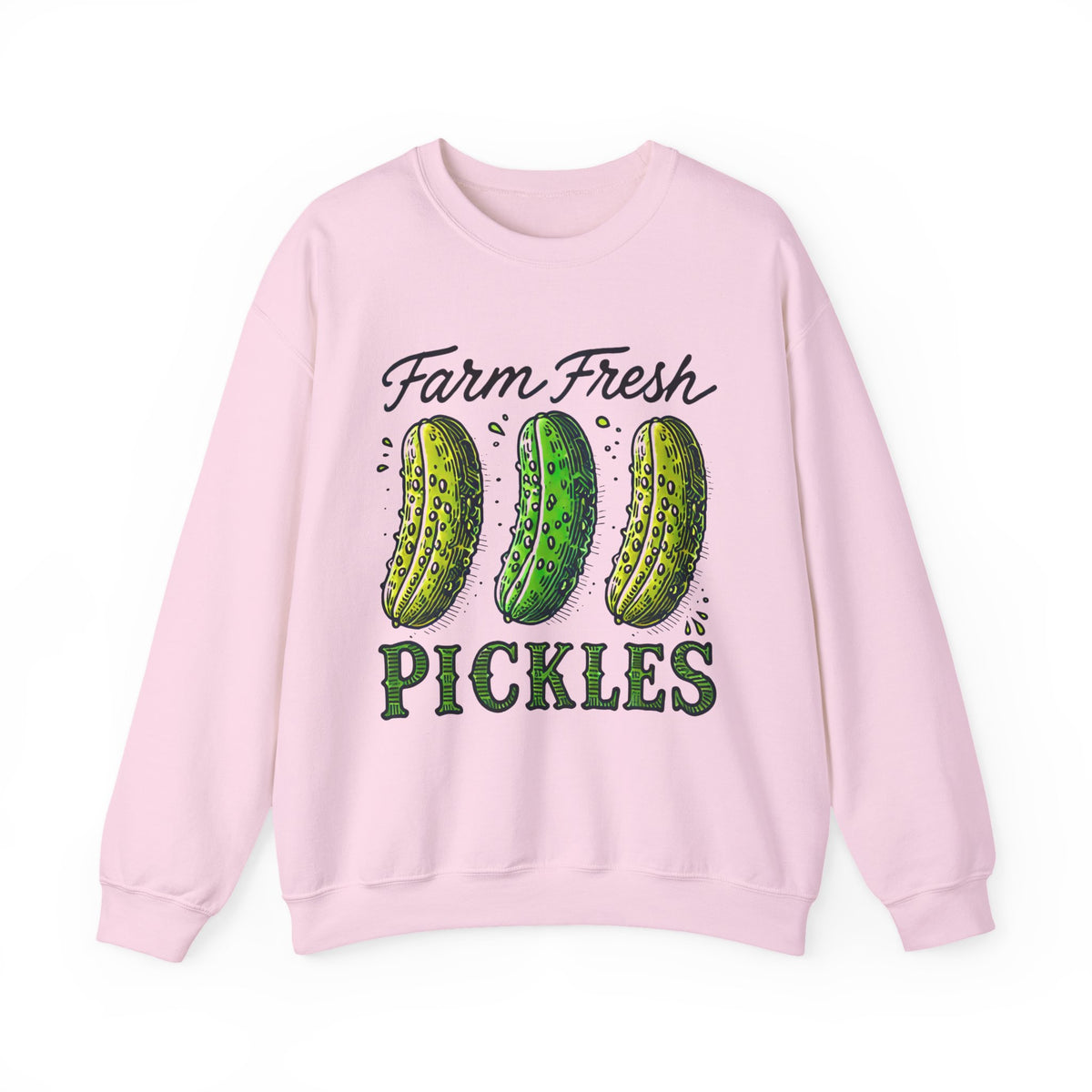 Farm Fresh Pickles Funny Pickle Shirt | Cute Pickle Pun Shirt | Pickle Lover Gift | Farmers Market Garden Shirt | Unisex Crewneck Sweatshirt