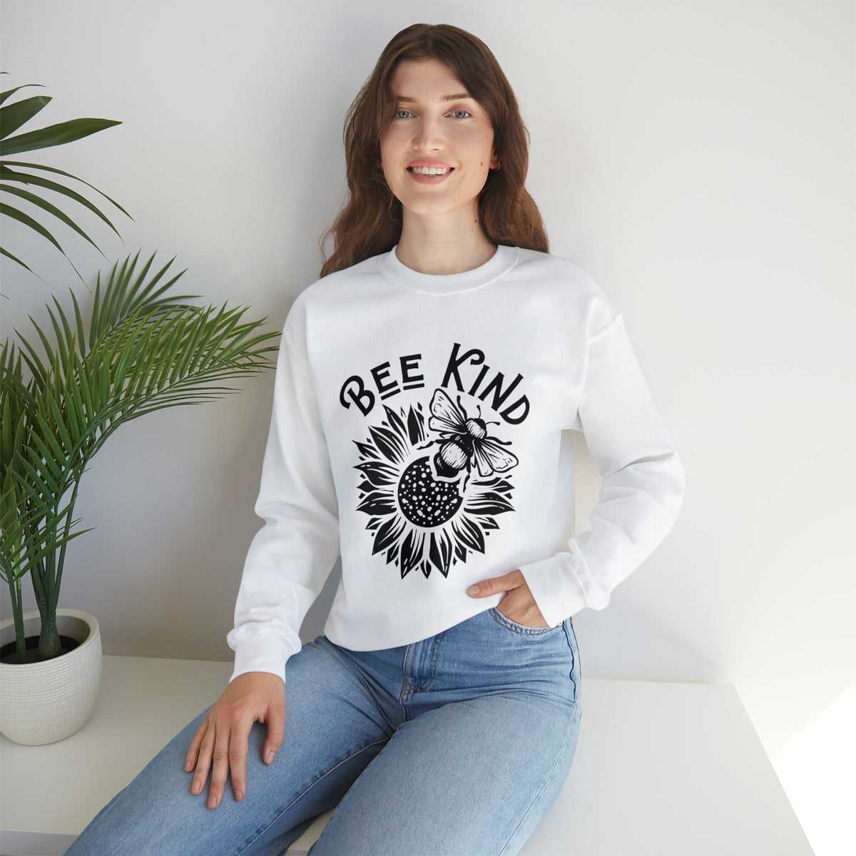 Bee Kind Inspirational Sunflower Shirt | Be Kind Gift | Unisex Crewneck Sweatshirt