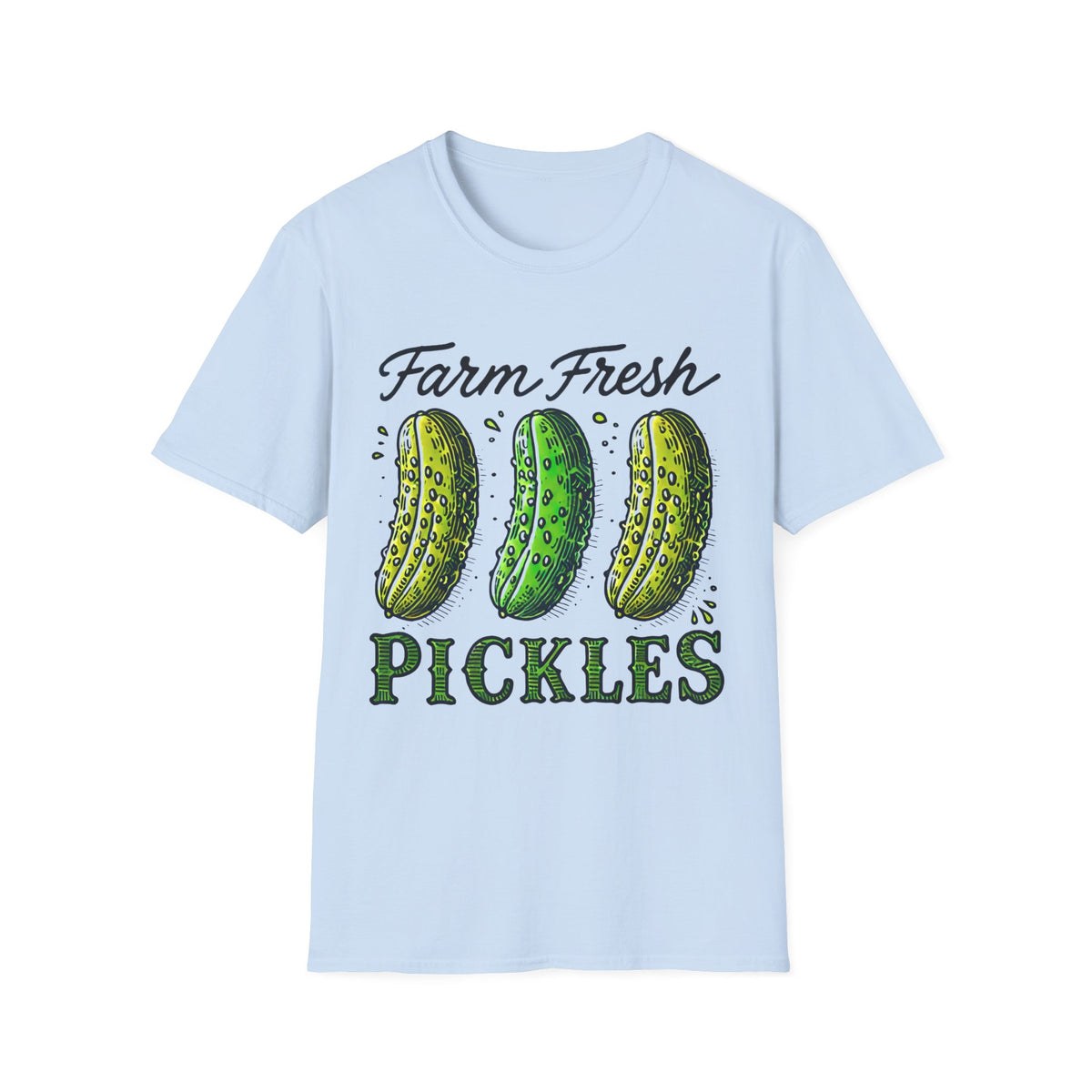 Farm Fresh Pickles Funny Pickle Shirt | Cute Pickle Pun Shirt | Pickle Lover Gift | Farmers Market Garden Shirt | Unisex Soft style T-Shirt