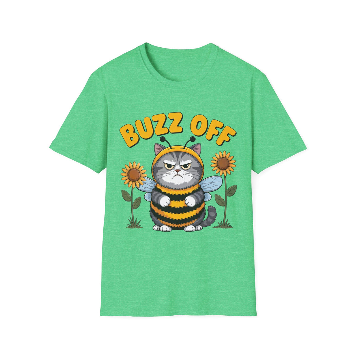 Buzz Off Funny Cat Meme Shirt | Cat Lover Introvert Shirt | Cute Bee Antisocial Shirt | Unisex Soft style T-Shirt