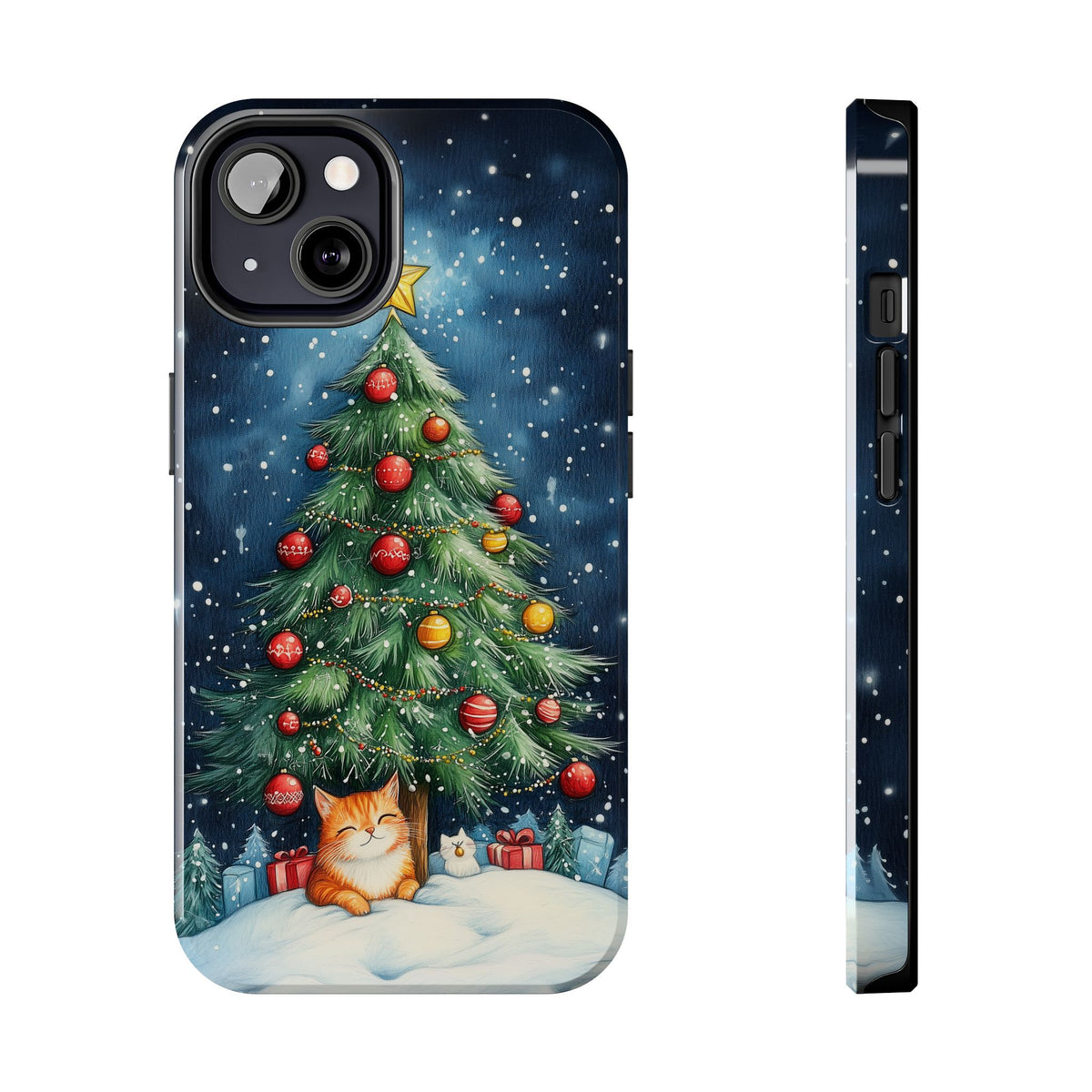 Cute Cat Christmas Tree Phone Case | iPhone 16 15 14 13 Case | Samsung Galaxy S24 S23 S22 S21 Case | Tough Impact-resistant Phone Case