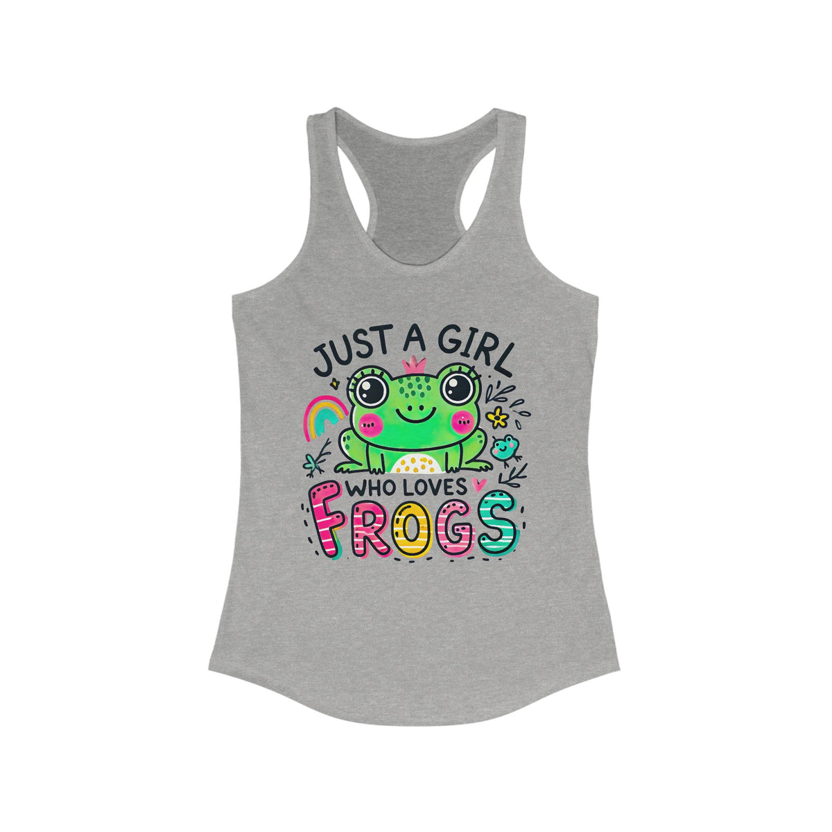 Just A Girl Who Loves Frogs Cute Frog Shirt | Kawaii Frog Gift For Her | Nature Lover Gift | Women's Slim Fit Racerback Tank Top