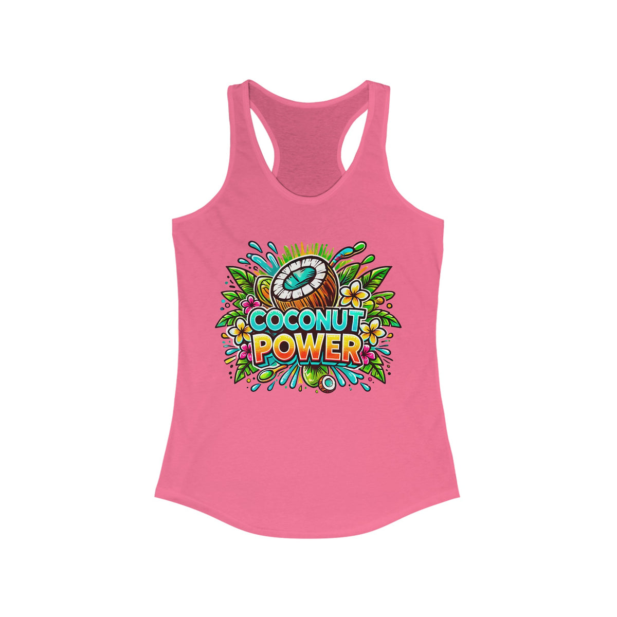 Coconut Power Beach Bum Shirt | Kamala Coconut Shirt |  Aesthetic Summer Shirt | Women's Slim-Fit Racerback Tank Top