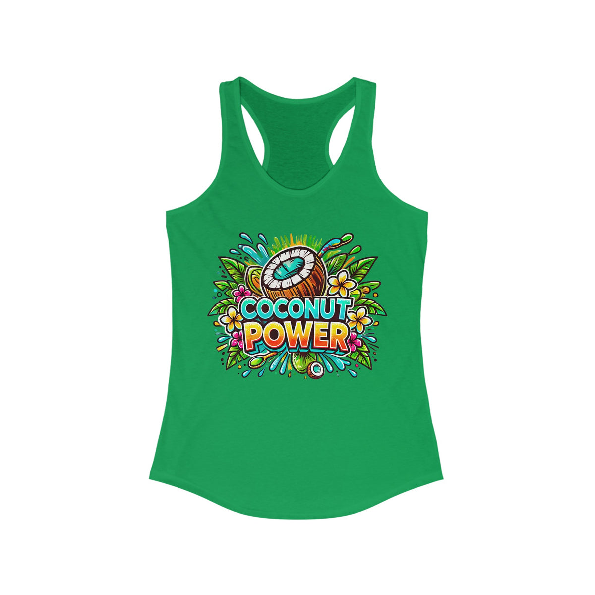 Coconut Power Beach Bum Shirt | Kamala Coconut Shirt |  Aesthetic Summer Shirt | Women's Slim-Fit Racerback Tank Top