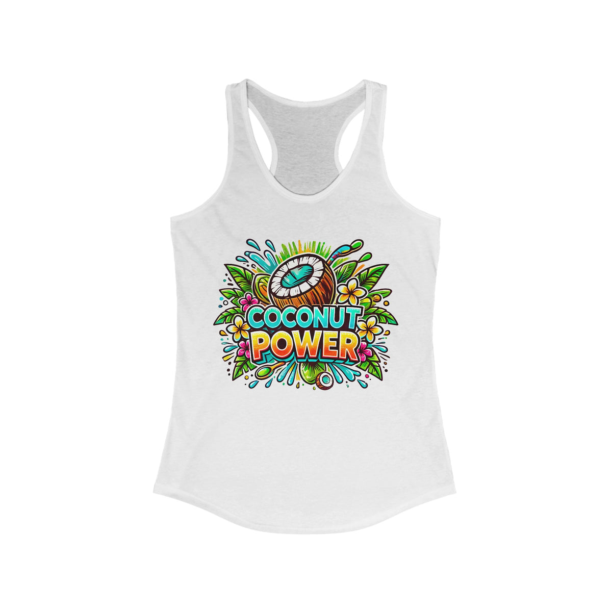 Coconut Power Beach Bum Shirt | Kamala Coconut Shirt |  Aesthetic Summer Shirt | Women's Slim-Fit Racerback Tank Top