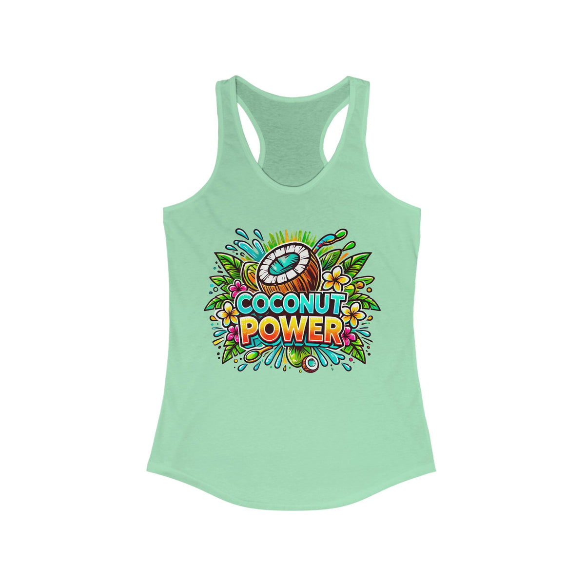 Coconut Power Beach Bum Shirt | Kamala Coconut Shirt |  Aesthetic Summer Shirt | Women's Slim-Fit Racerback Tank Top