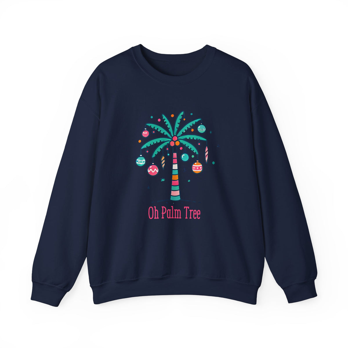 Oh Palm Tree Funny Christmas Tree Shirt | Palm Tree Beach Bum Gift For Her | Unisex Crewneck Sweatshirt