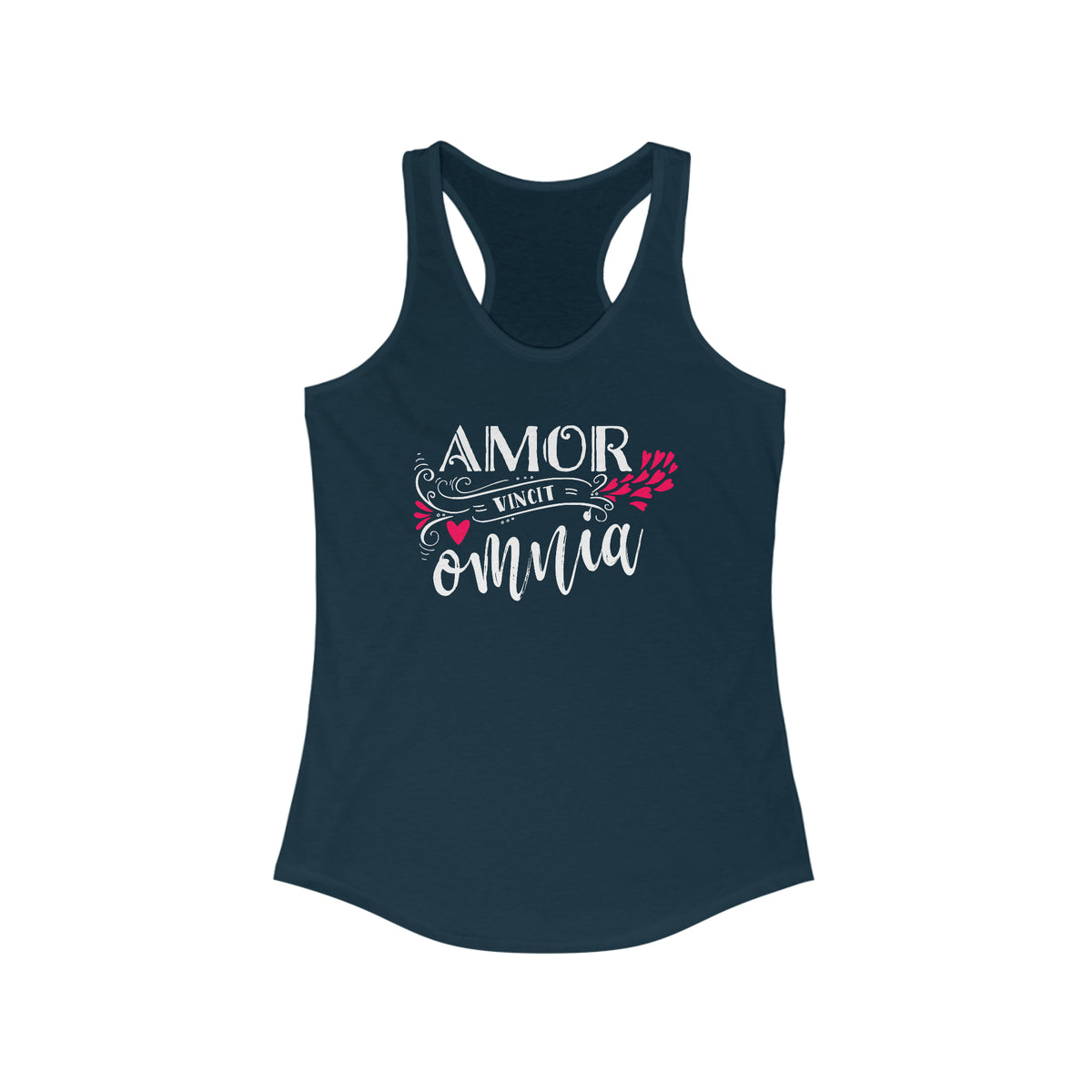 Love Conquers All Valentine Heart Shirt | Valentine Gift | Women's Slim-fit Racerback Tank Top