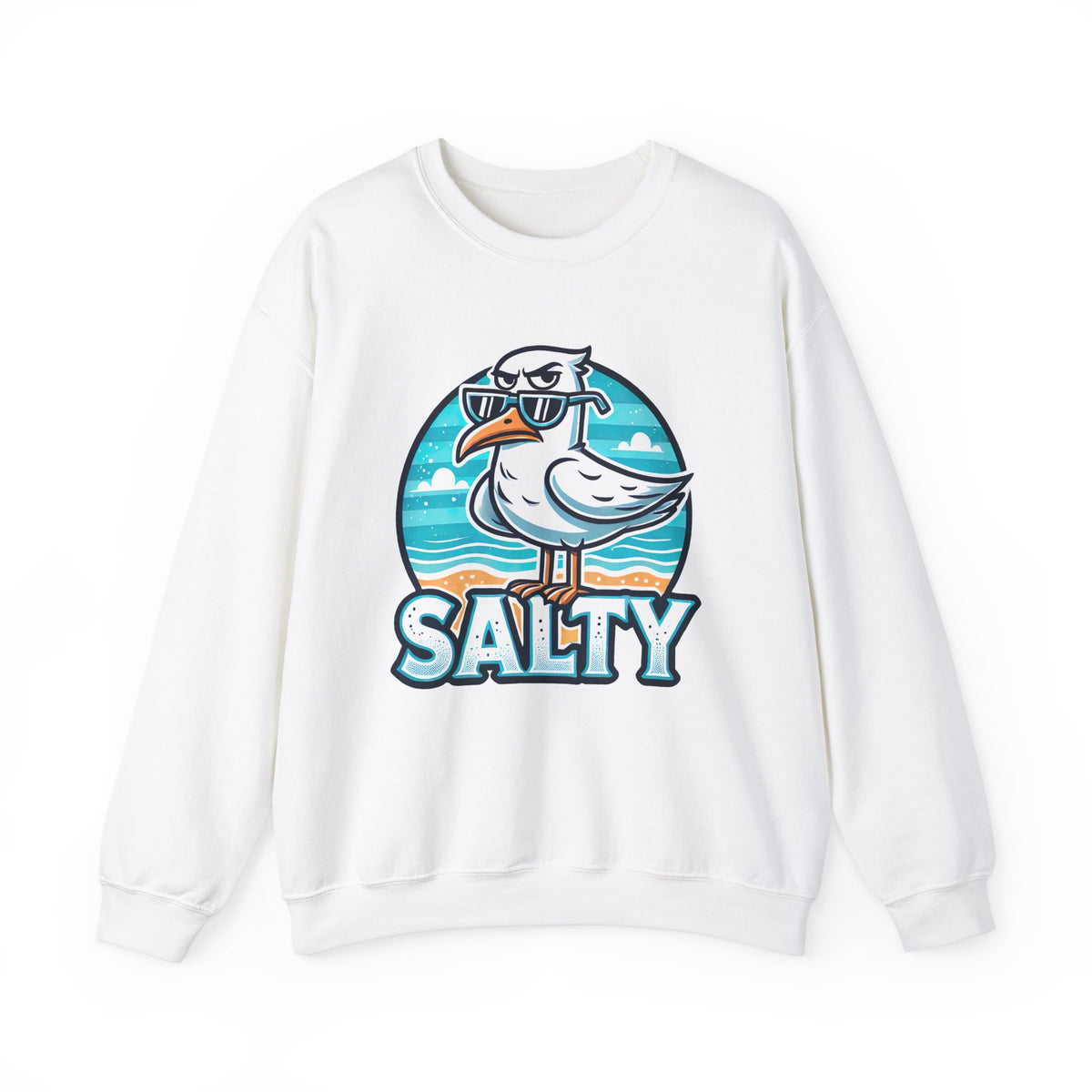 Salty Seagull Funny Beach Bum Beach Sweatshirt | Seagull T-shirt | Summer Vibes Beach Gift | Funny Beach Shirt | Unisex Crewneck Sweatshirt