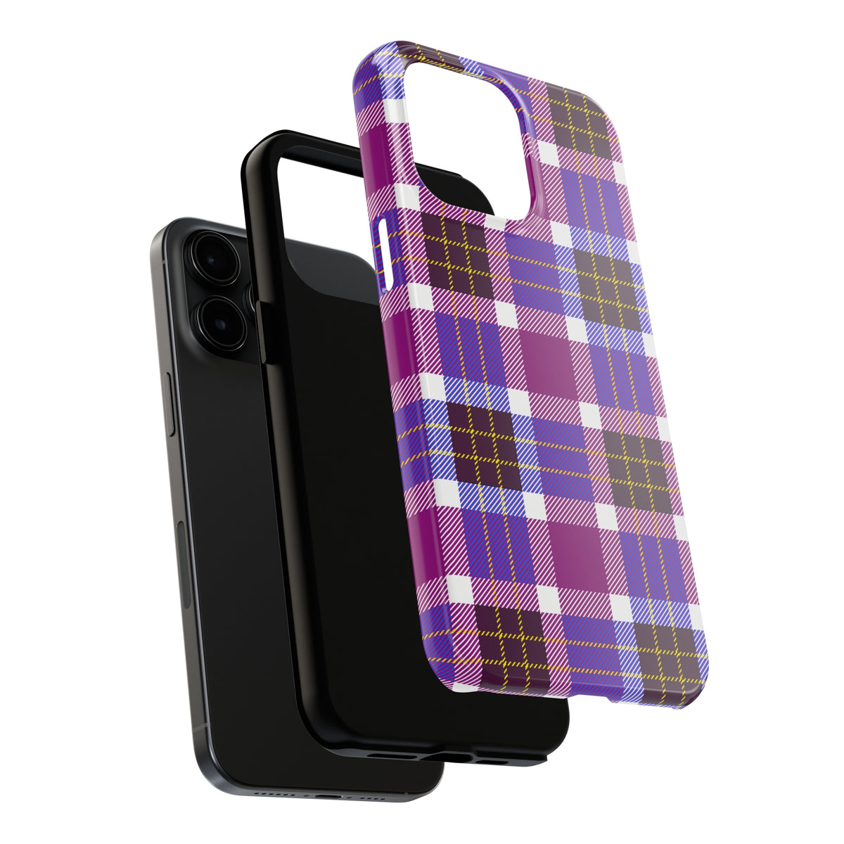 Holiday Purple Plaid iPhone Case | iPhone 15 14 13 12 11 Phone Case | Purple Christmas Gift | Tough Impact-resistant Phone Case