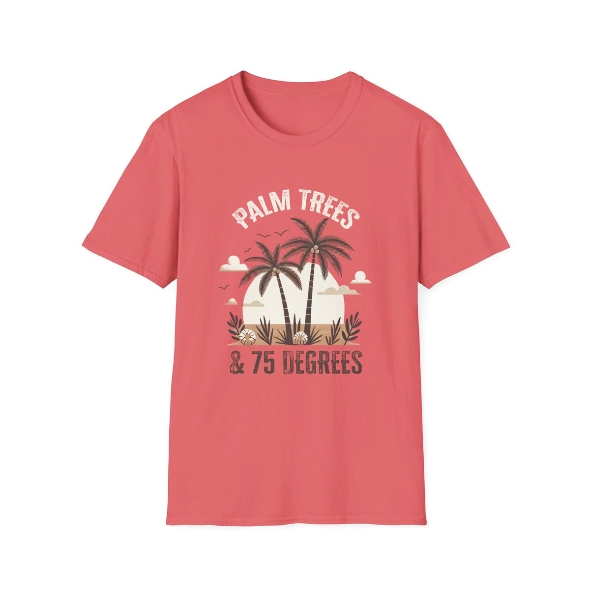 Palm Trees 75 Degrees California Beach Shirt | Beach Bum Shirt | Beach Lover Gift | Unisex Soft Style T-Shirt