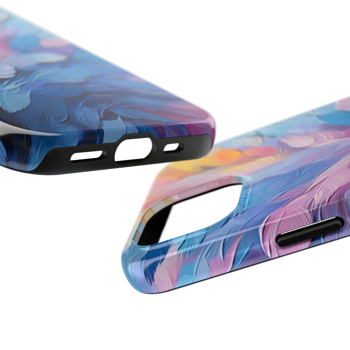 Pastel Feathers Abstract iPhone 15 Case | iPhone 11 12 13 14 15 | Paint Brushstrokes Effect | Tough Phone Case