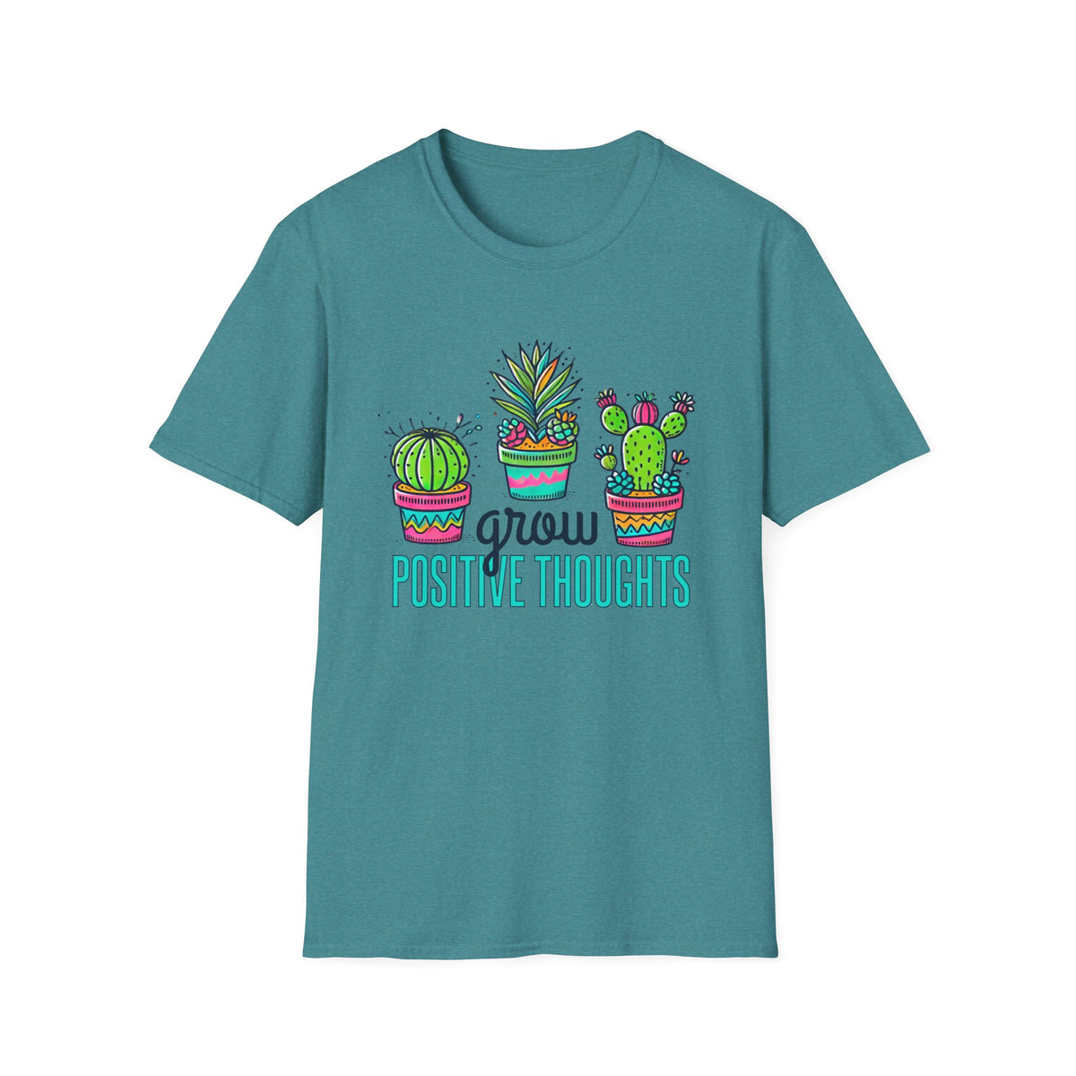 Grow Positive Thoughts Cactus Shirt | Positive School Counselor Shirt | Mindfulness Gift | Mental Health Shirt |  Unisex Soft Style T-Shirt