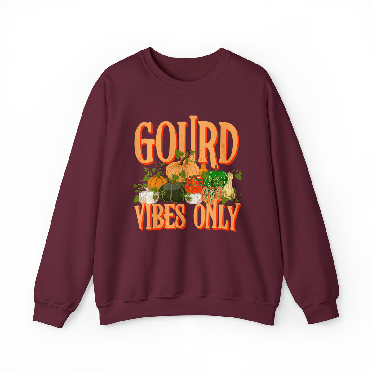 Gourd Vibes Only Fall Vibes Pumpkin Shirt | Thanksgiving Shirt | Unisex Heavy Blend Crewneck Sweatshirt