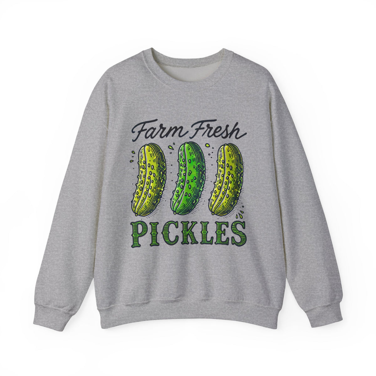 Farm Fresh Pickles Funny Pickle Shirt | Cute Pickle Pun Shirt | Pickle Lover Gift | Farmers Market Garden Shirt | Unisex Crewneck Sweatshirt
