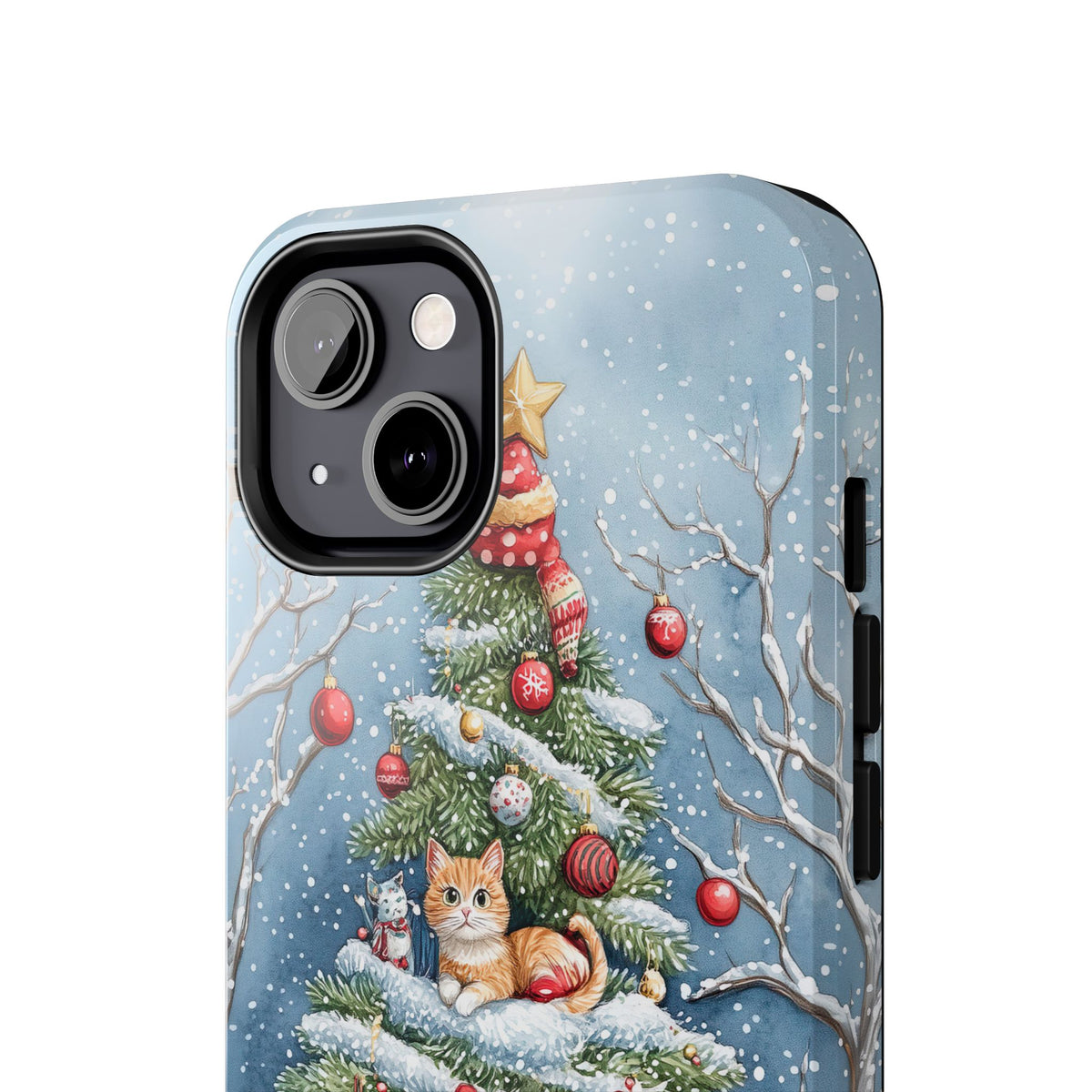 Cute Cat Christmas Tree Phone Case | iPhone 16 15 14 13 Case | Samsung Galaxy S24 S23 S22 S21 Case | Tough Impact-resistant Phone Case