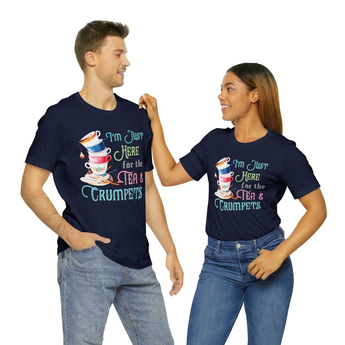 Tea & Crumpets Tea Cups Funny Shirt | Tea Lover Gift | Unisex Jersey T-shirt