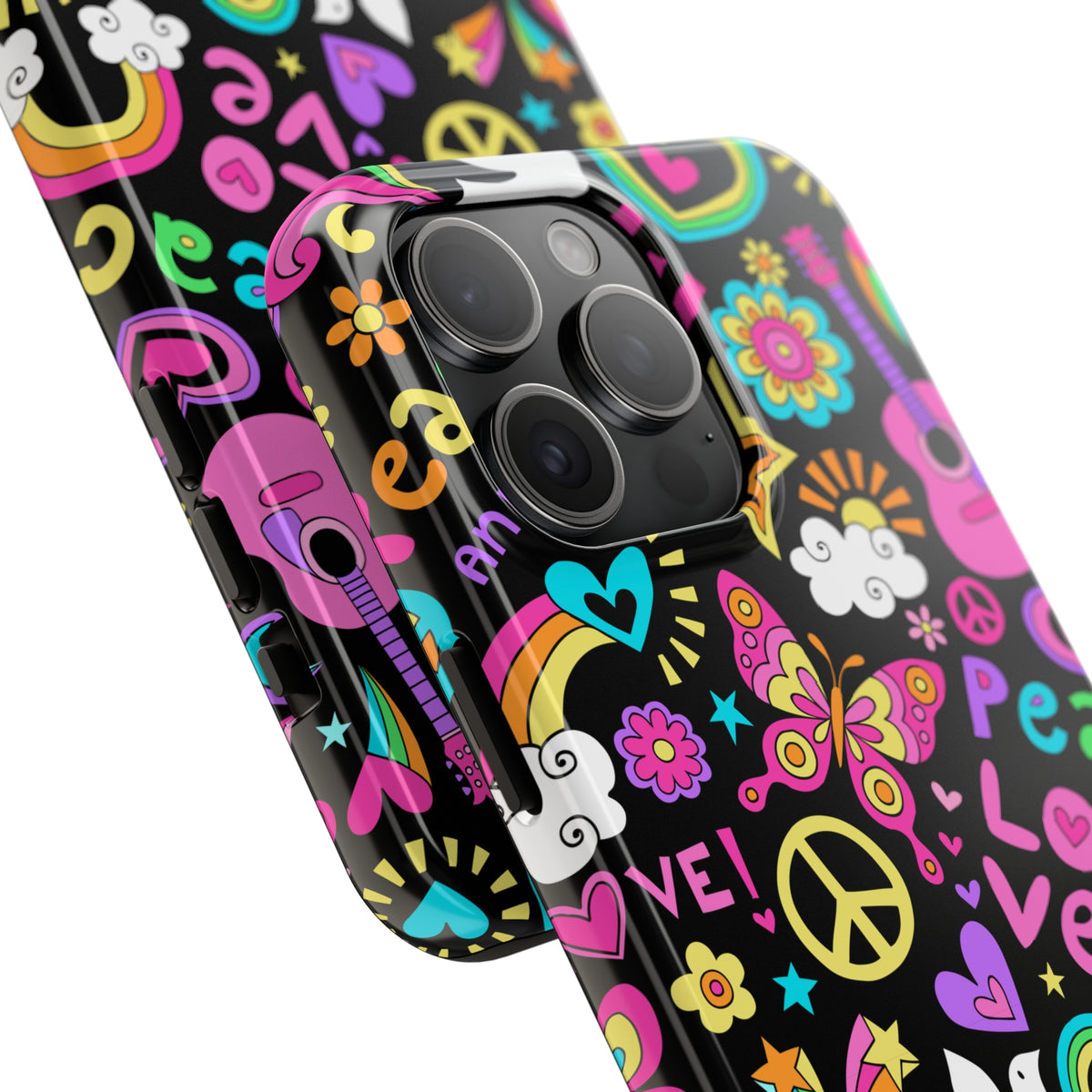 Peace Sign Retro 70s iPhone 15 14 13 12 11 Case (all models) | Peace Love Pattern | Tough Phone Case