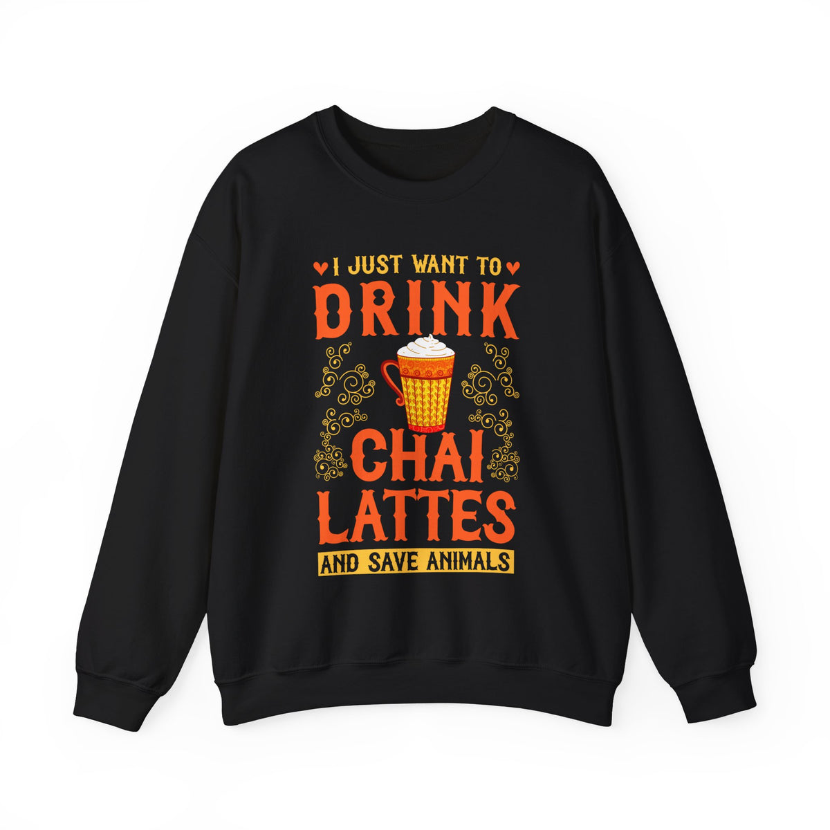 Chai Latte Save Animals Chai Tea Shirt | Animal Lover Shirt | Tea Lover Gift | Unisex Crewneck Sweatshirt