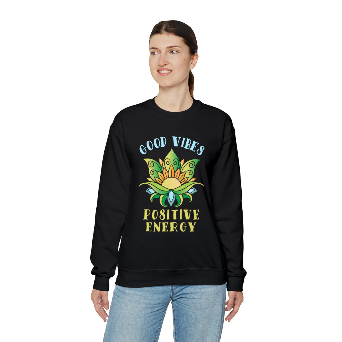 Good Vibes Positive Energy Yoga Shirt | Yoga Lover Gift | Unisex Crewneck Sweatshirt