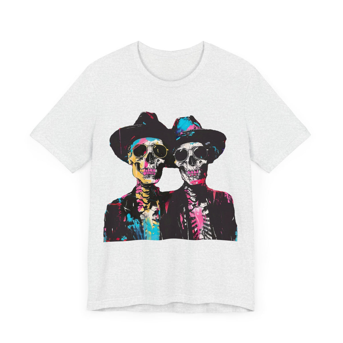 Neon Urban Art Halloween Skeleton Shirt | Expressionist Art Shirt | Unisex Jersey T-shirt