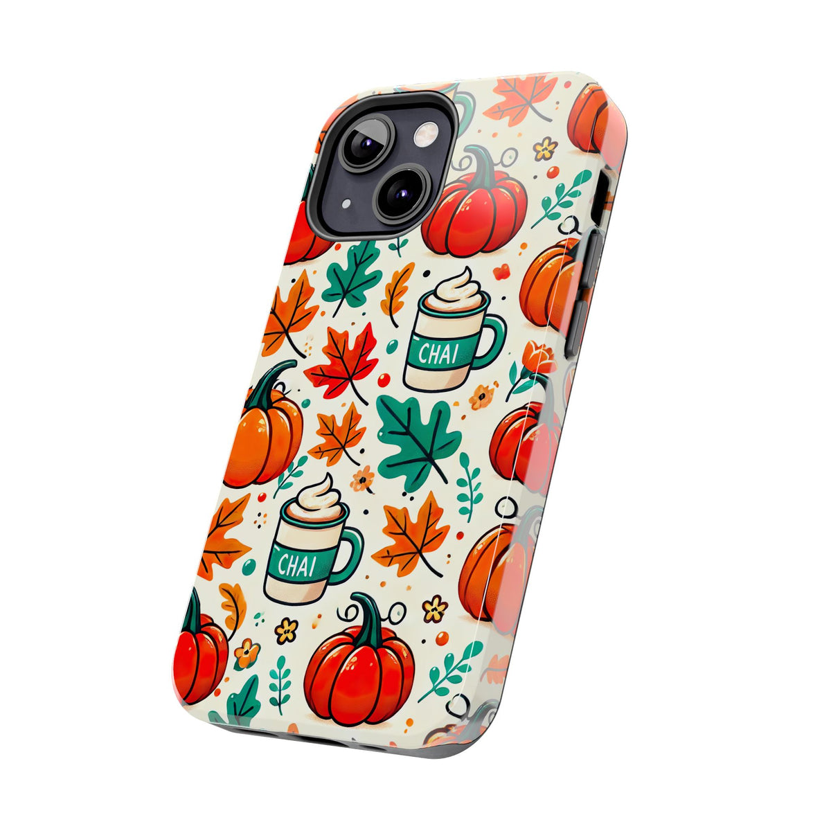 Pumpkin Fall Chai Tea Phone Case | iPhone 15 14 13 12 Phone Case | Fall Gift For Her | Tough Impact-resistant Phone Case