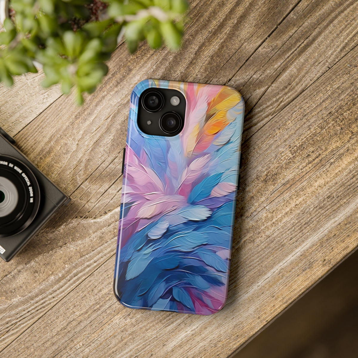 Pastel Feathers Abstract iPhone 15 Case | iPhone 11 12 13 14 15 | Paint Brushstrokes Effect | Tough Phone Case