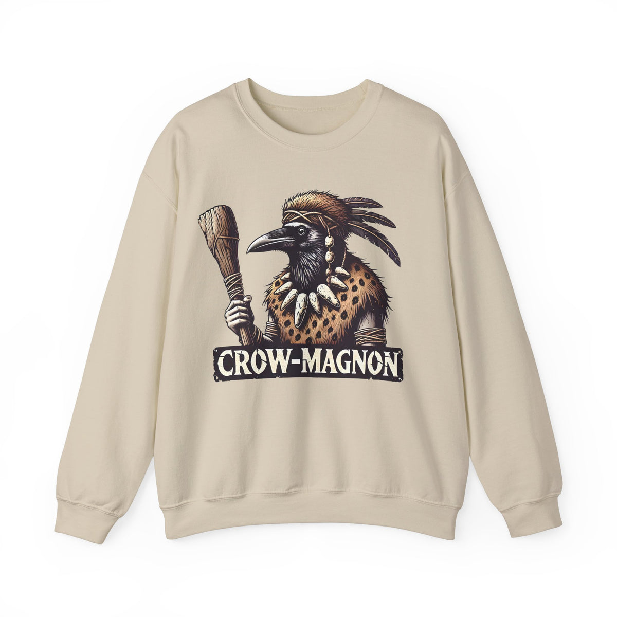 Crow-magnon Funny  Caveman Crow Meme Shirt | Funny Corvid Bird Shirt | Crow Art Bird Lover Gift |  | Unisex Crewneck Sweatshirt