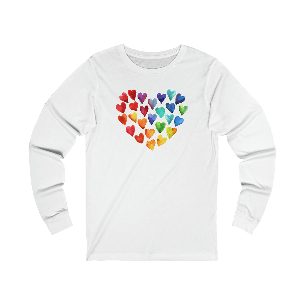 Watercolor Art Hearts Love Aesthetic Shirt | Valentine's Day Gift | Unisex Jersey Long Sleeve T-shirt