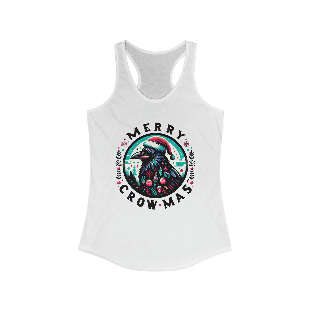 Merry Crow-mas Crow Christmas Shirt | Crow Animal Lover Gift | Christmas Crow | Women's Slim-fit Racerback Tank Top
