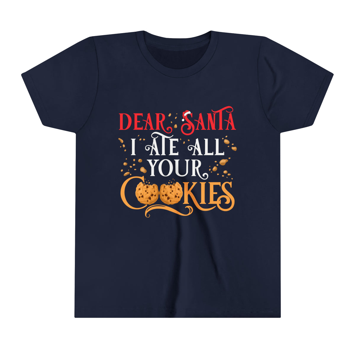 Santa Letter Tee | Cookies For Santa Shirt | Dear Santa Christmas Cookies Shirt | Youth Short Sleeve Tee