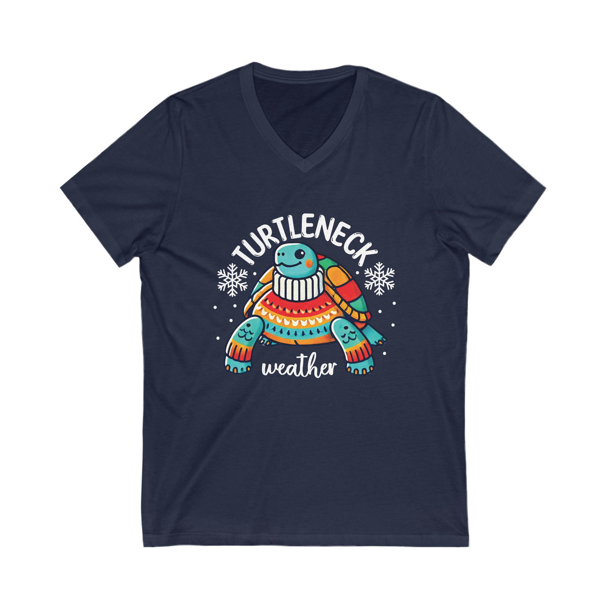 Turtleneck Weather Cute Turtle Shirt | Winter Shirt | Turtle Lover Gift | Unisex Jersey V-Neck T-shirt