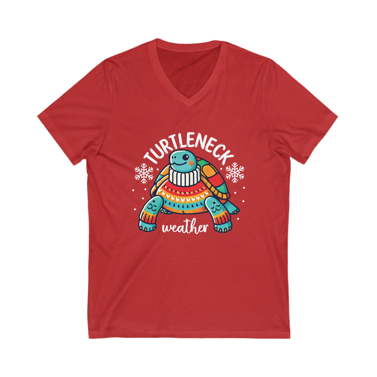 Turtleneck Weather Cute Turtle Shirt | Winter Shirt | Turtle Lover Gift | Unisex Jersey V-Neck T-shirt