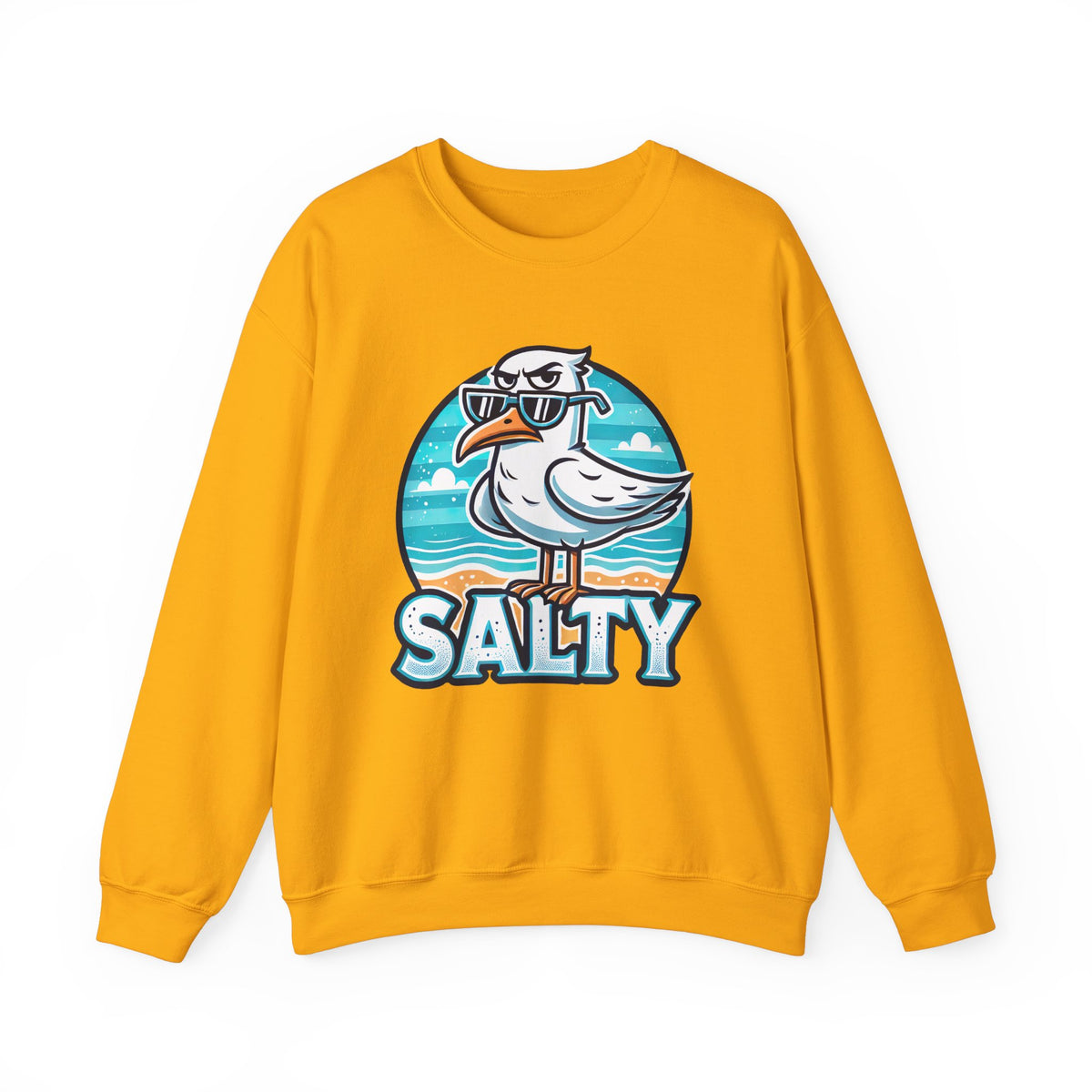 Salty Seagull Funny Beach Bum Beach Sweatshirt | Seagull T-shirt | Summer Vibes Beach Gift | Funny Beach Shirt | Unisex Crewneck Sweatshirt