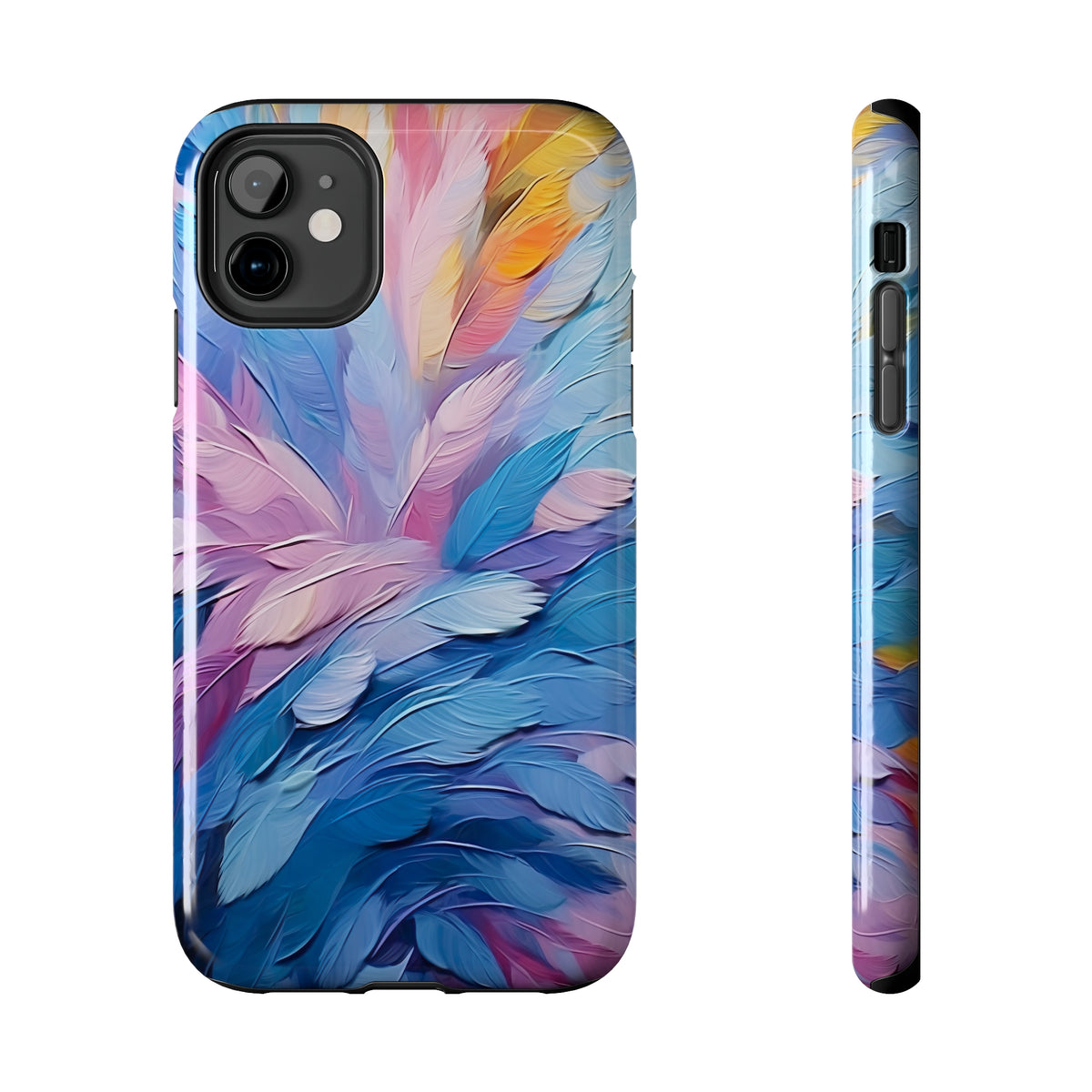 Pastel Feathers Abstract iPhone 15 Case | iPhone 11 12 13 14 15 | Paint Brushstrokes Effect | Tough Phone Case