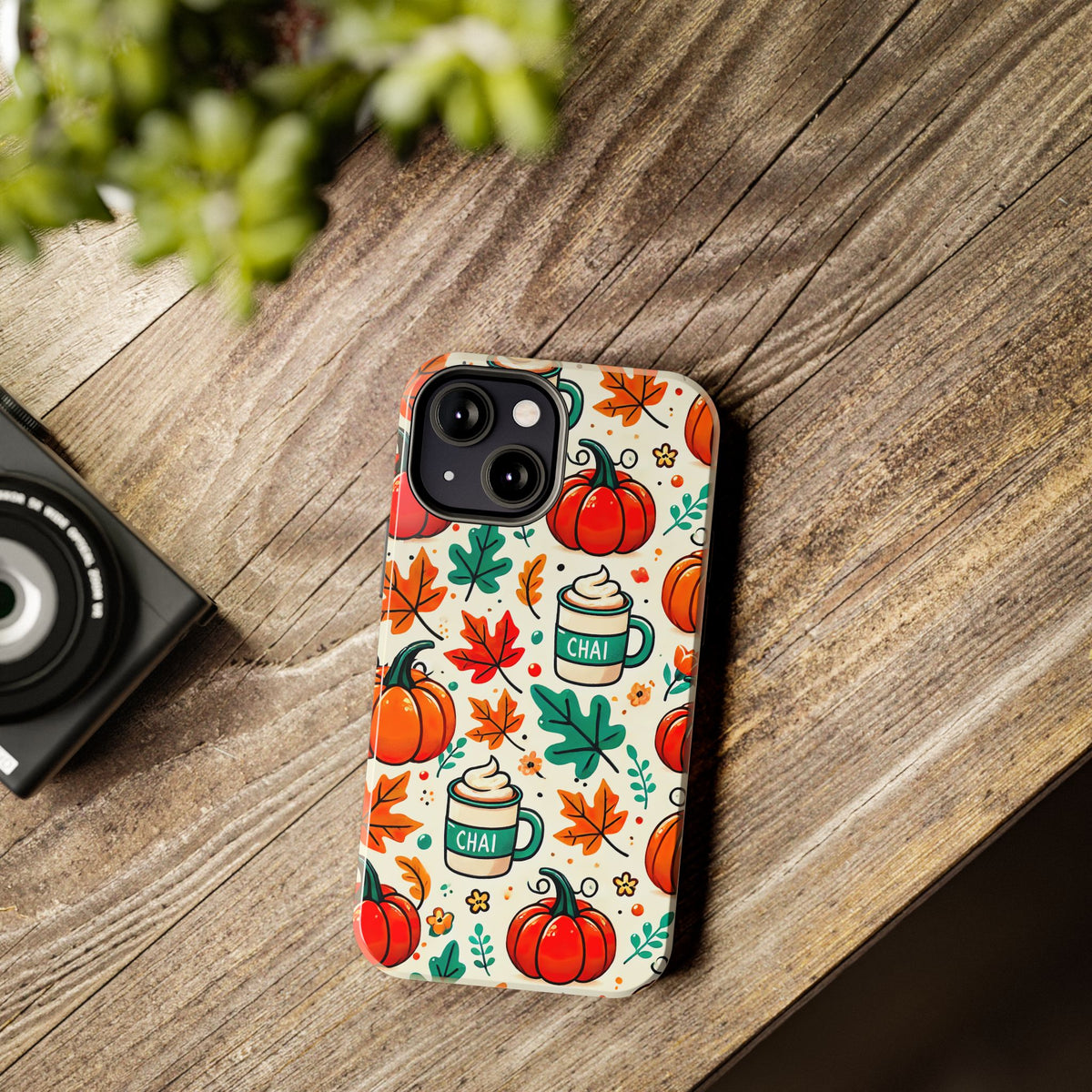 Pumpkin Fall Chai Tea Phone Case | iPhone 15 14 13 12 Phone Case | Fall Gift For Her | Tough Impact-resistant Phone Case