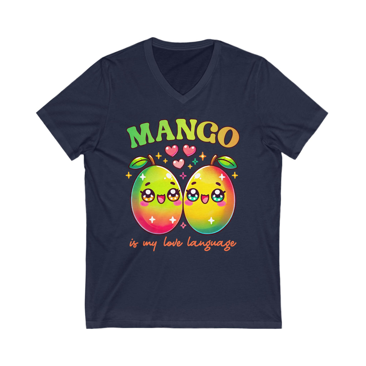 Mango Is My Love Language Kawaii Fruit Shirt | Cute Kawaii Valentine Shirt | Funny Mango Gift | Unisex Jersey V-neck T-shirt