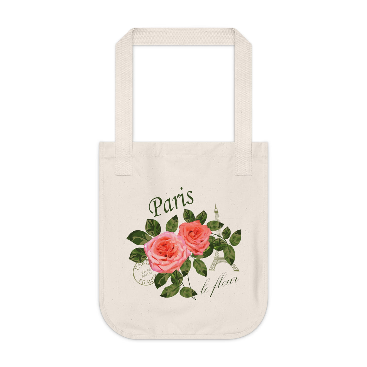 Paris France Vintage Rose Tote Bag | World Traveler Gardening Gift | | Organic Canvas Tote Bag