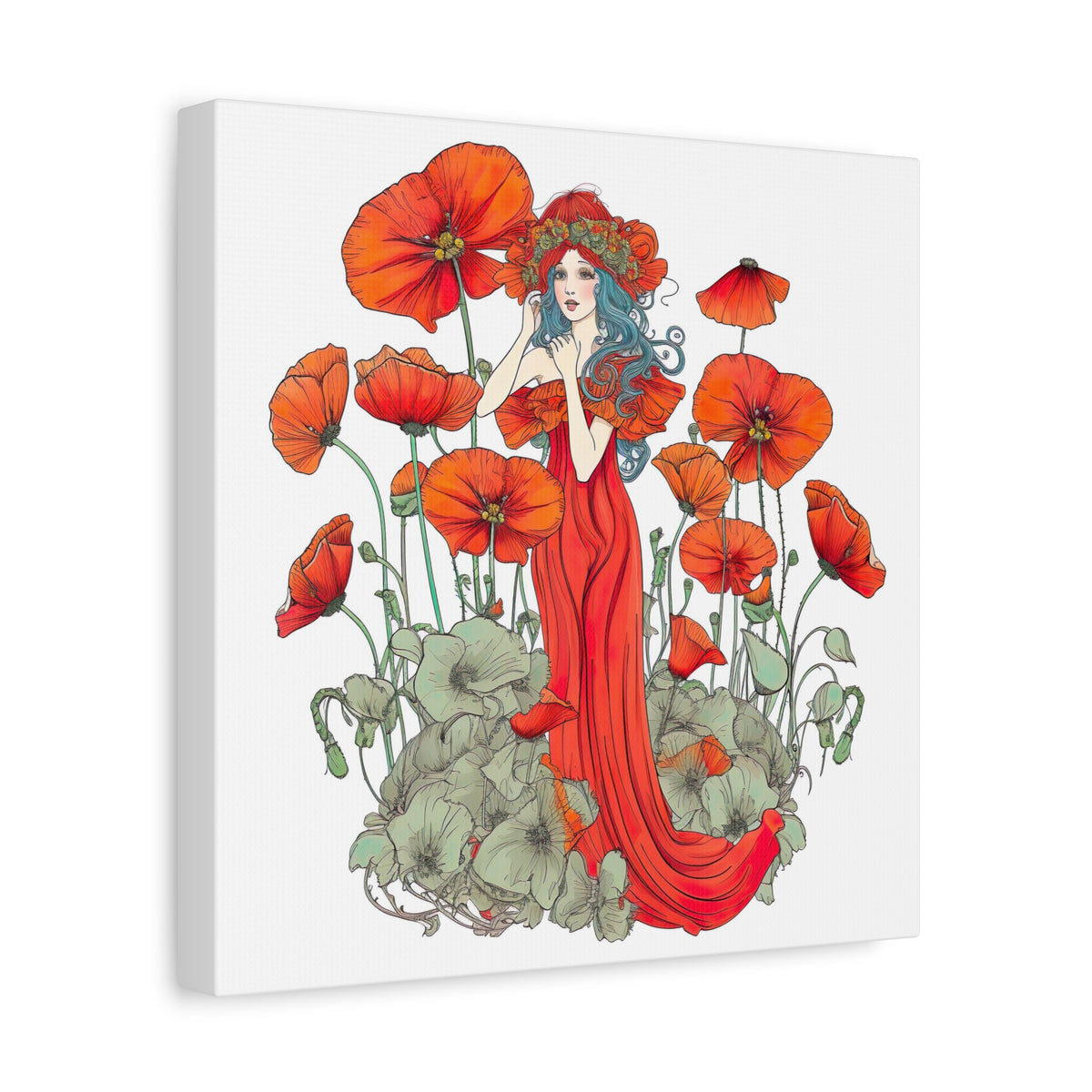 Poppy Art Print | Floral Wall Art | Stretched Canvas Art | Boho Home Decor | Poppies Art | Matte Canvas, Stretched, 1.25"