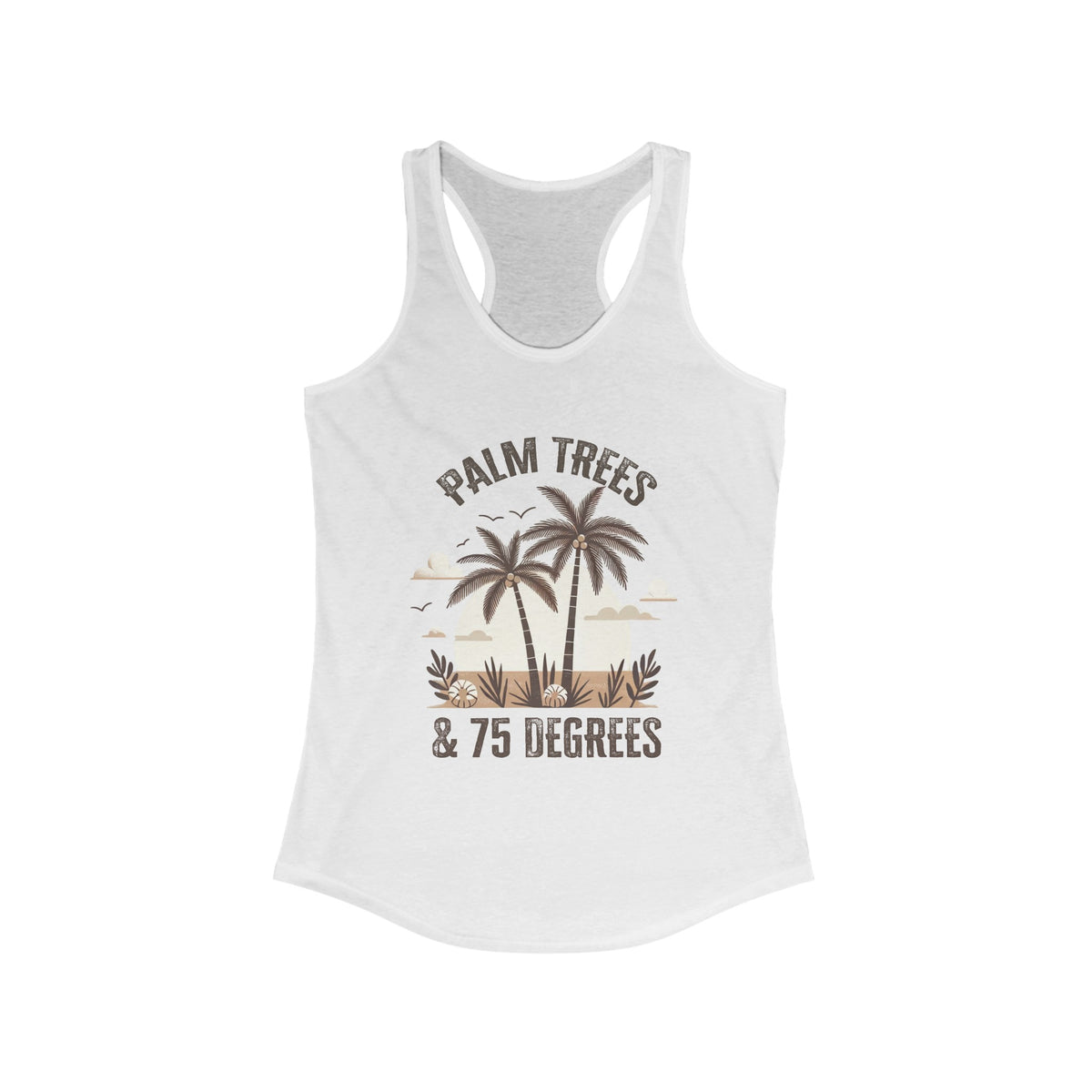 Palm Trees 75 Degrees California Beach Shirt | Beach Bum Shirt | Beach Lover Gift | Women's Slim Fit Racerback Tank Top