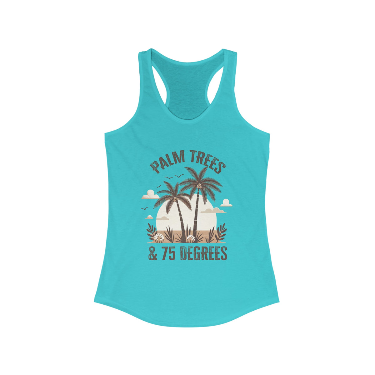 Palm Trees 75 Degrees California Beach Shirt | Beach Bum Shirt | Beach Lover Gift | Women's Slim Fit Racerback Tank Top